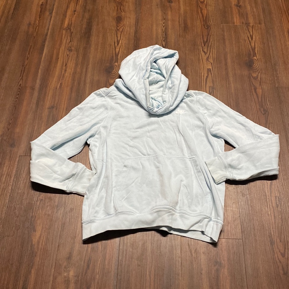 Nike Pale Blue Cowl Neck Hoodie Pullover Soft Fleece Swoosh Logo SIZE M